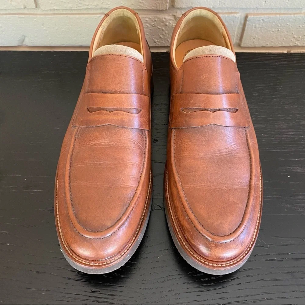 Samuel Hubbard Mens 12 M Ivy Legend Penny Loafer Tan Leather Vibram Sole Comfort